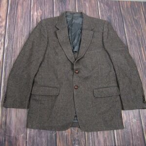 Austin Manor Mens 42 Brown Wool Herringbone Tweed Sport Coat Blazer 2 Button